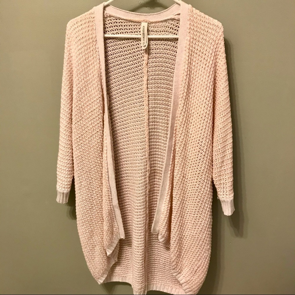 AEROPOSTALE Knit Cardigan Sweater Light Pink/White